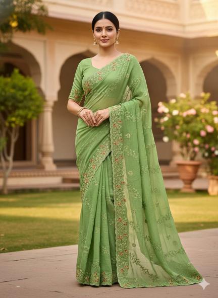 Vastrangan floral embroidery surat ki saree online shopping